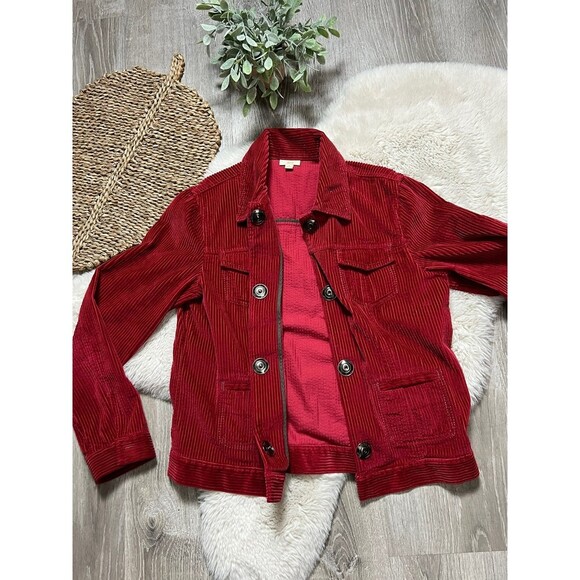 J. Jill Corduroy Red Button Front Jacket Sz S - Picture 4 of 9